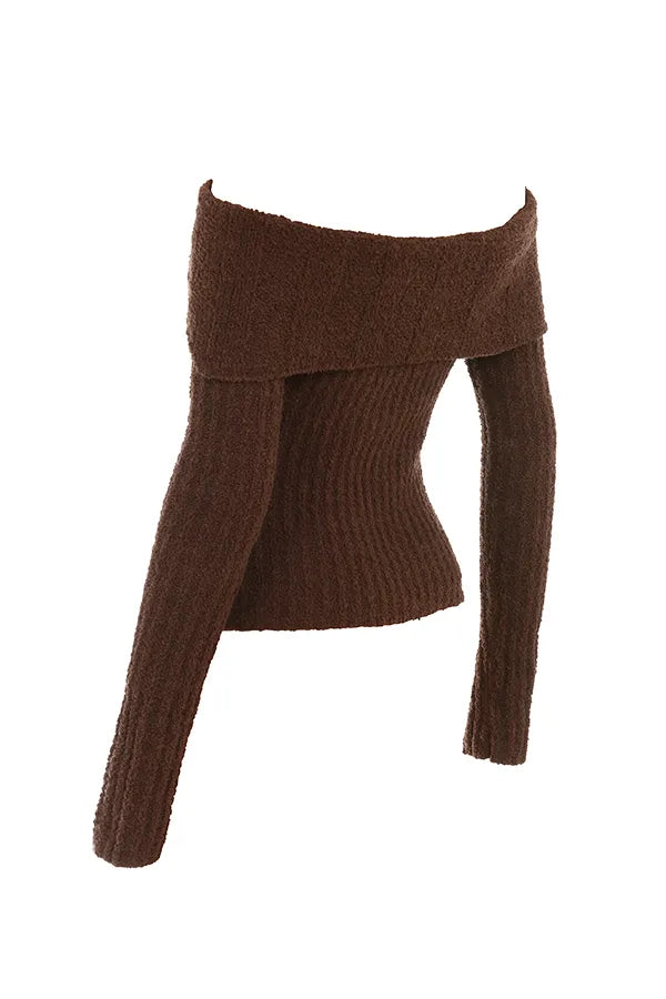 Saffron Chocolate Soft Boucle Knit Top