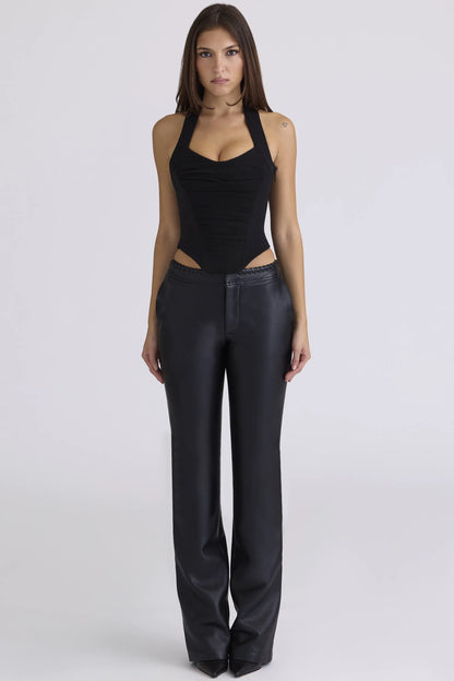 Sahar Black Sculpting Halter Neck Corset Top