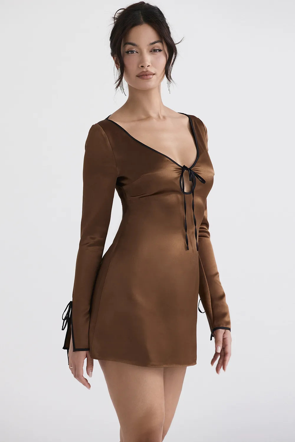 Sakina Copper Satin Mini Dress