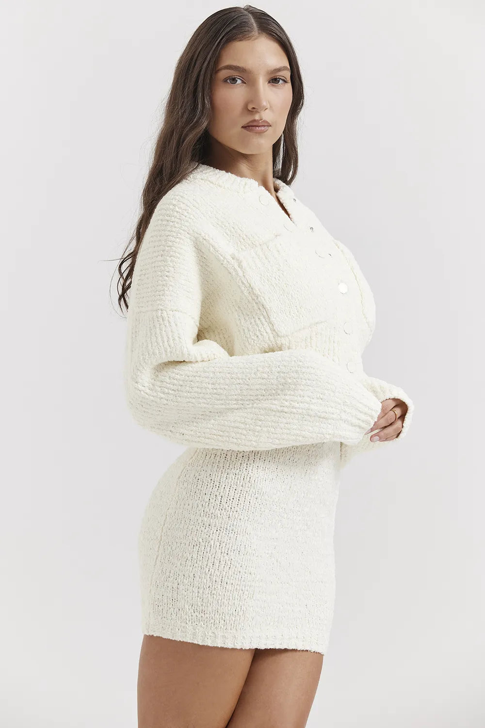 Salilah Cream Chenille Blend Bomber Jacket
