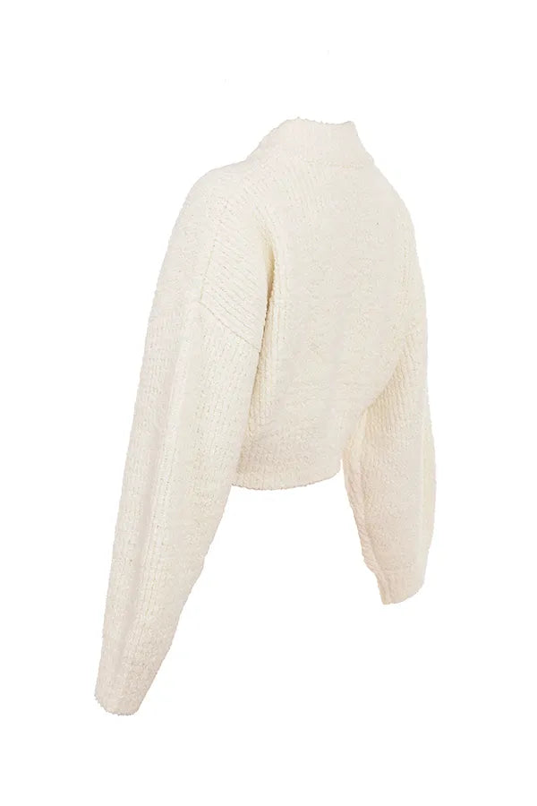 Salilah Cream Chenille Blend Bomber Jacket