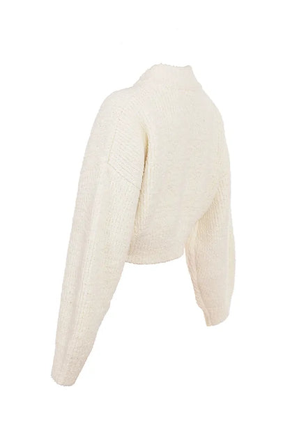Salilah Cream Chenille Blend Bomber Jacket