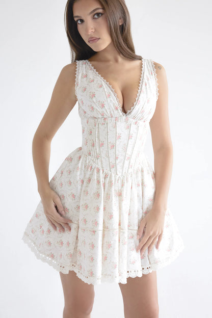 Salma Rose Print Mini Dress