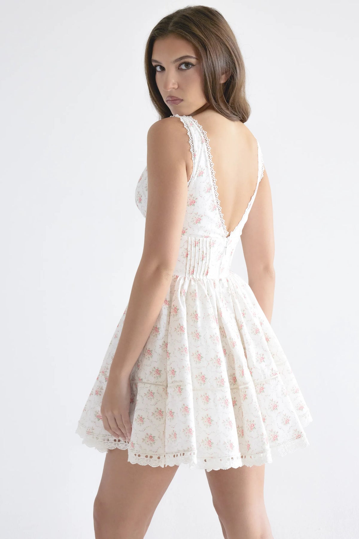 Salma Rose Print Mini Dress