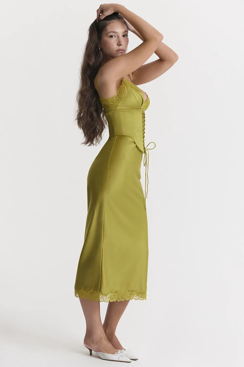 Salma Chartreuse Satin Slip Dress