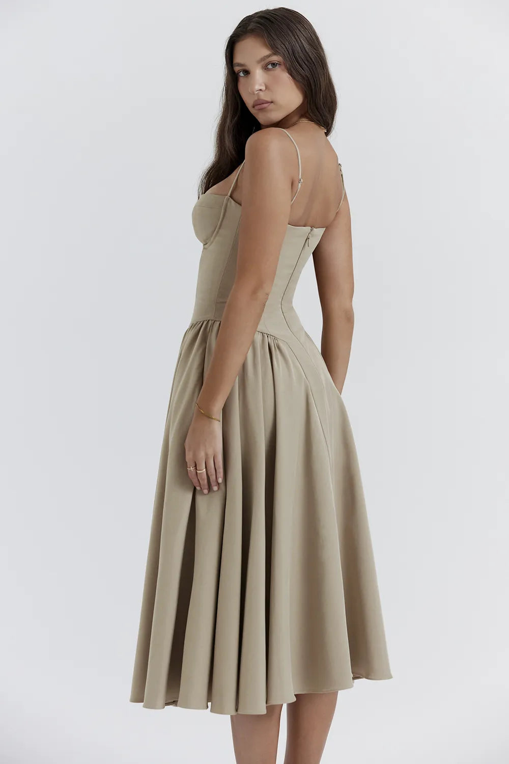 Samaria Taupe Corset Sundress