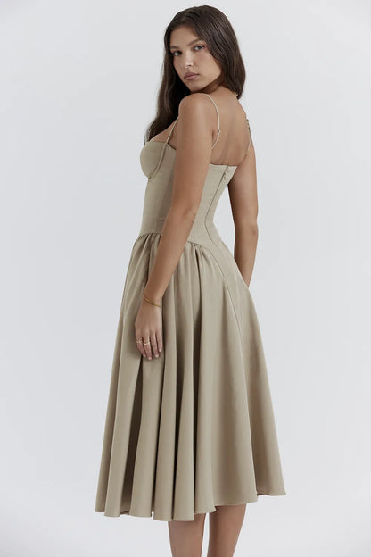 Samaria Taupe Corset Sundress