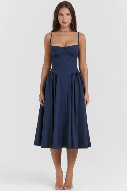 Samaria French Navy Corset Sundress