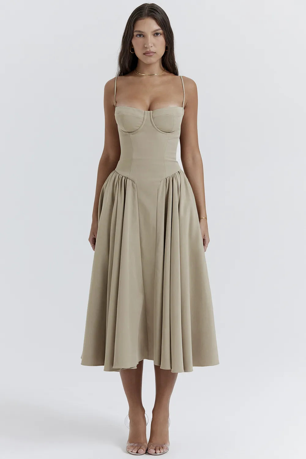 Samaria Taupe Corset Sundress