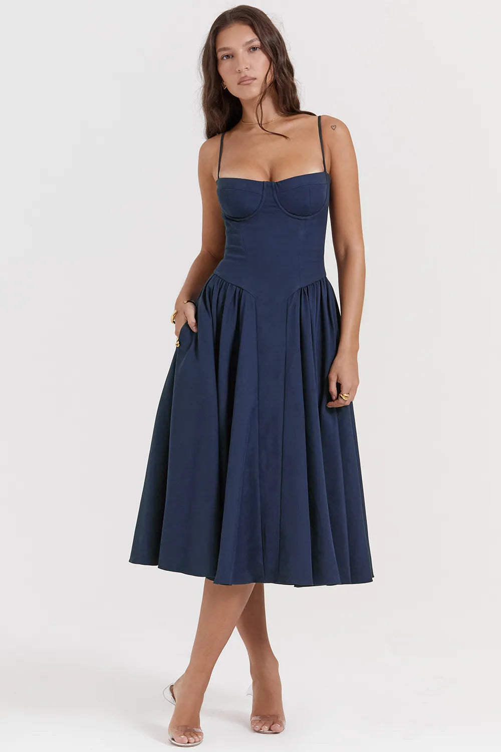 Samaria French Navy Corset Sundress