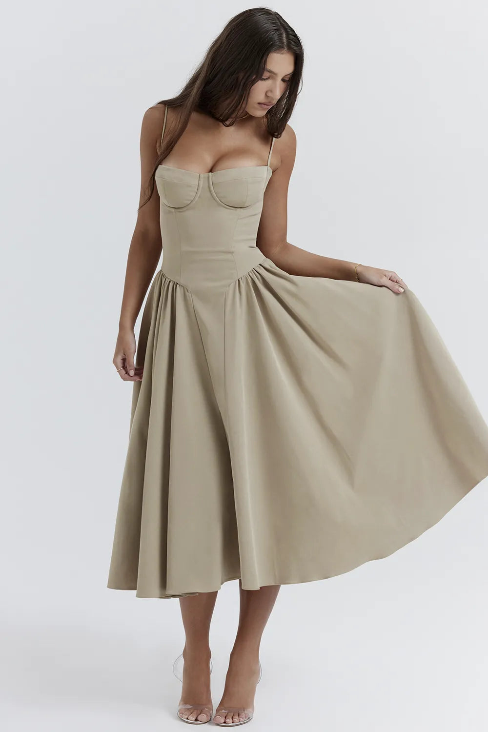 Samaria Taupe Corset Sundress