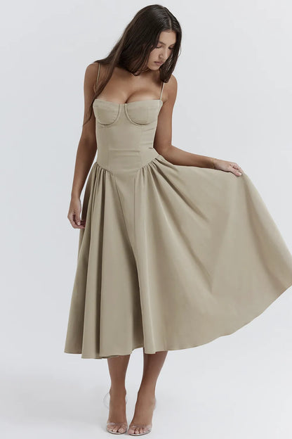 Samaria Taupe Corset Sundress