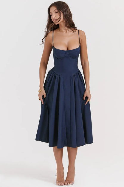 Samaria French Navy Corset Sundress