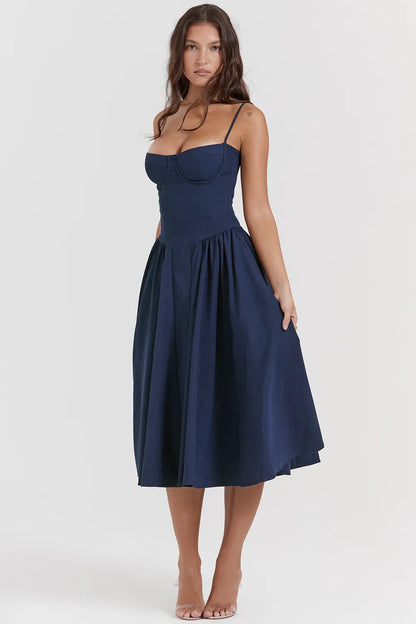 Samaria French Navy Corset Sundress