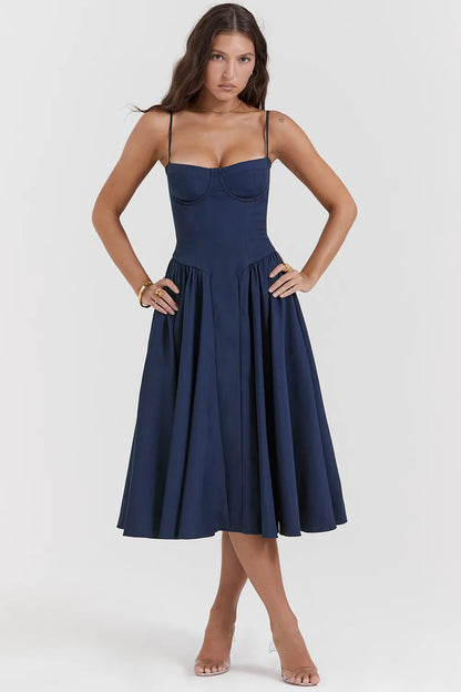 Samaria French Navy Corset Sundress