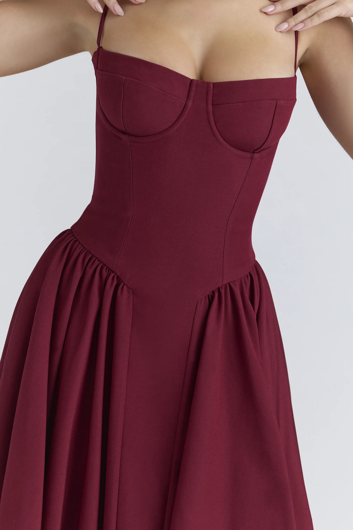 Samaria Wine Corset Midi Dress