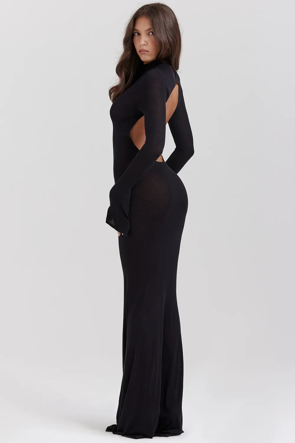 Sancha Black Knit Maxi Dress