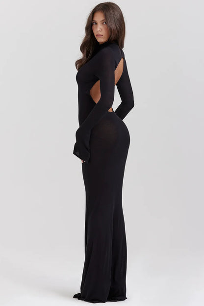 Sancha Black Knit Maxi Dress