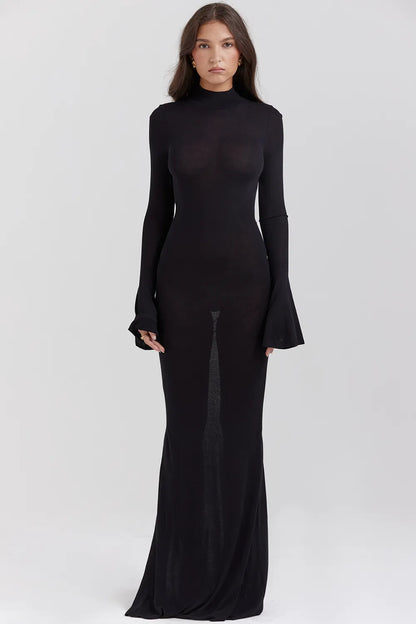 Sancha Black Knit Maxi Dress