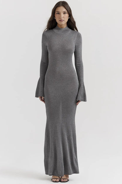 Sancha Steel Metallic Maxi Dress