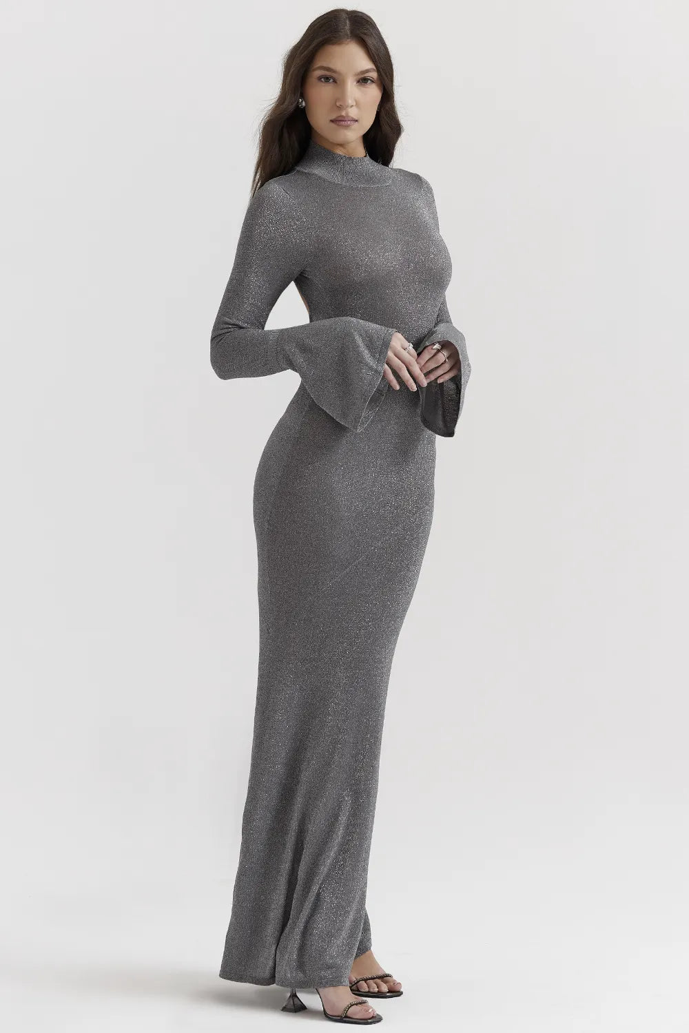 Sancha Steel Metallic Maxi Dress