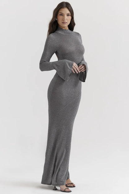 Sancha Steel Metallic Maxi Dress