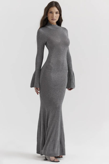 Sancha Steel Metallic Maxi Dress