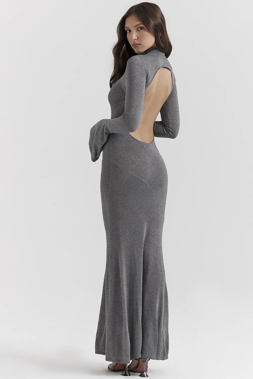 Sancha Steel Metallic Maxi Dress