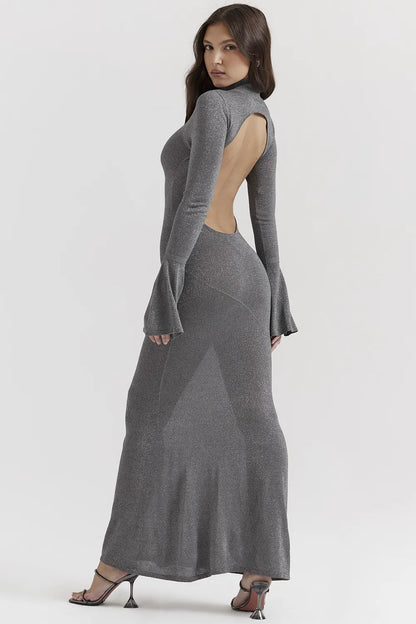 Sancha Steel Metallic Maxi Dress