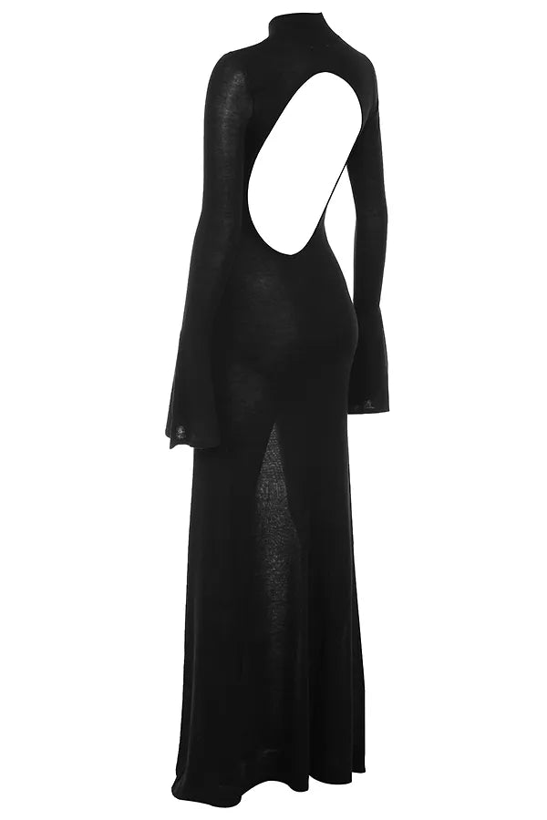 Sancha Black Knit Maxi Dress