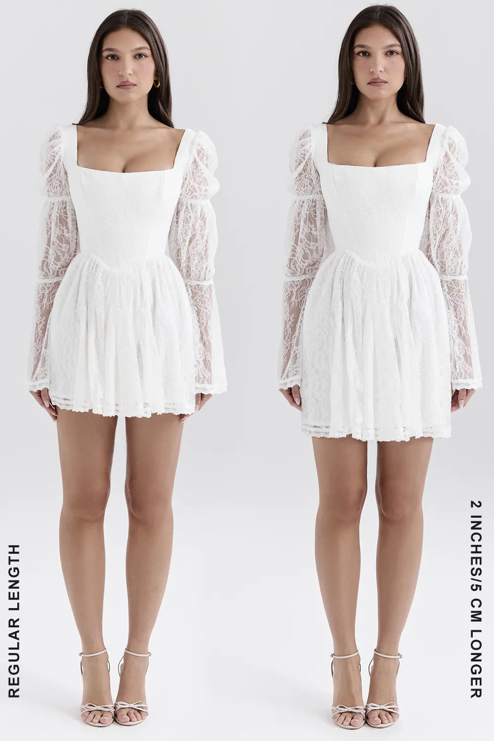 Sancia White Lace Puff Sleeve Mini Dress
