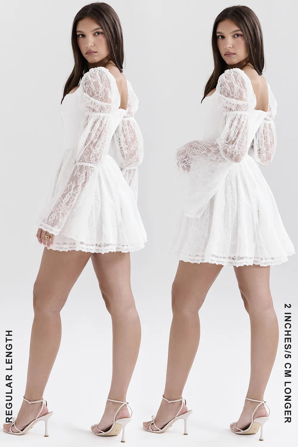 Sancia White Lace Puff Sleeve Mini Dress