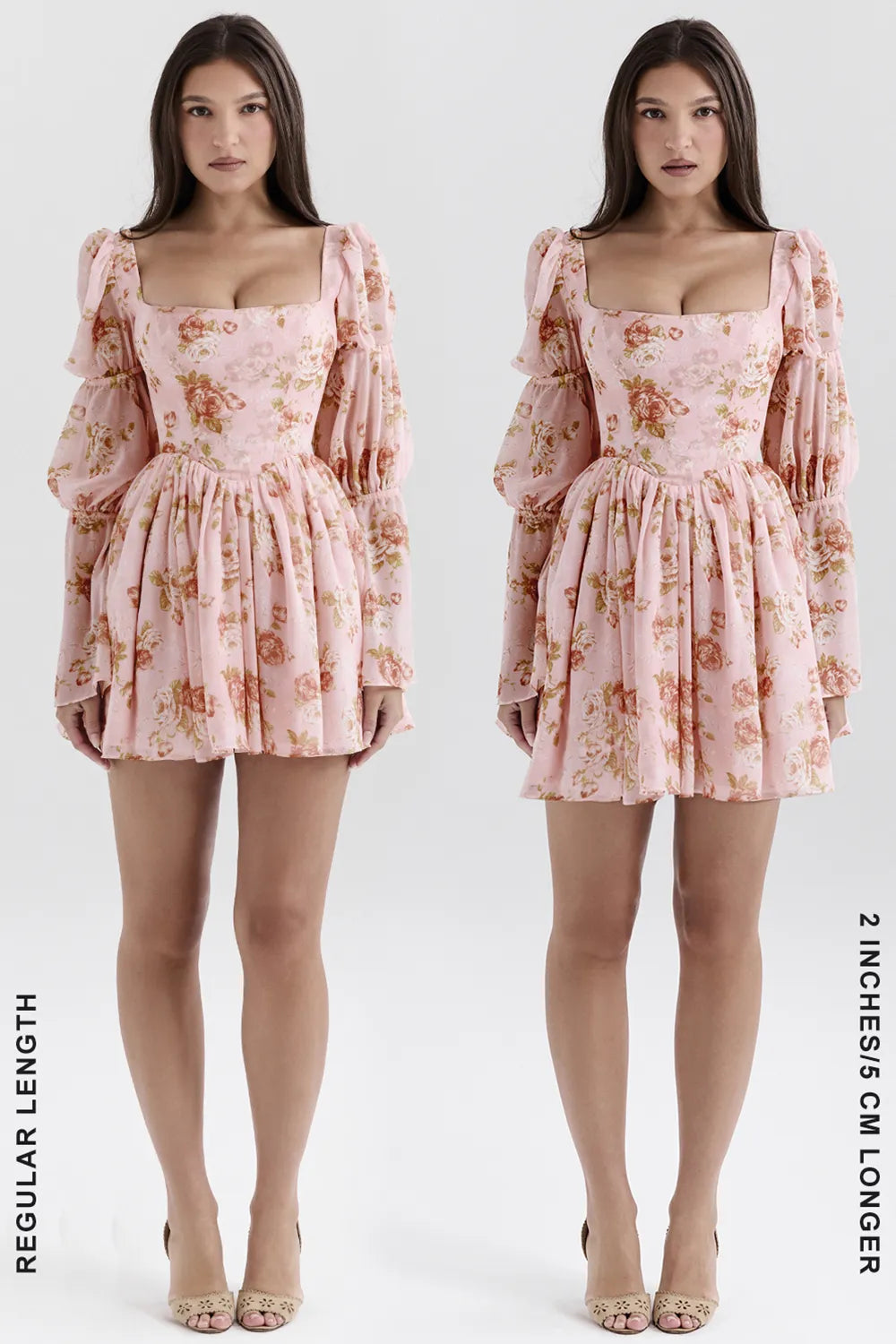 Sancia English Vintage Rose Print Puff Sleeve Mini Dress