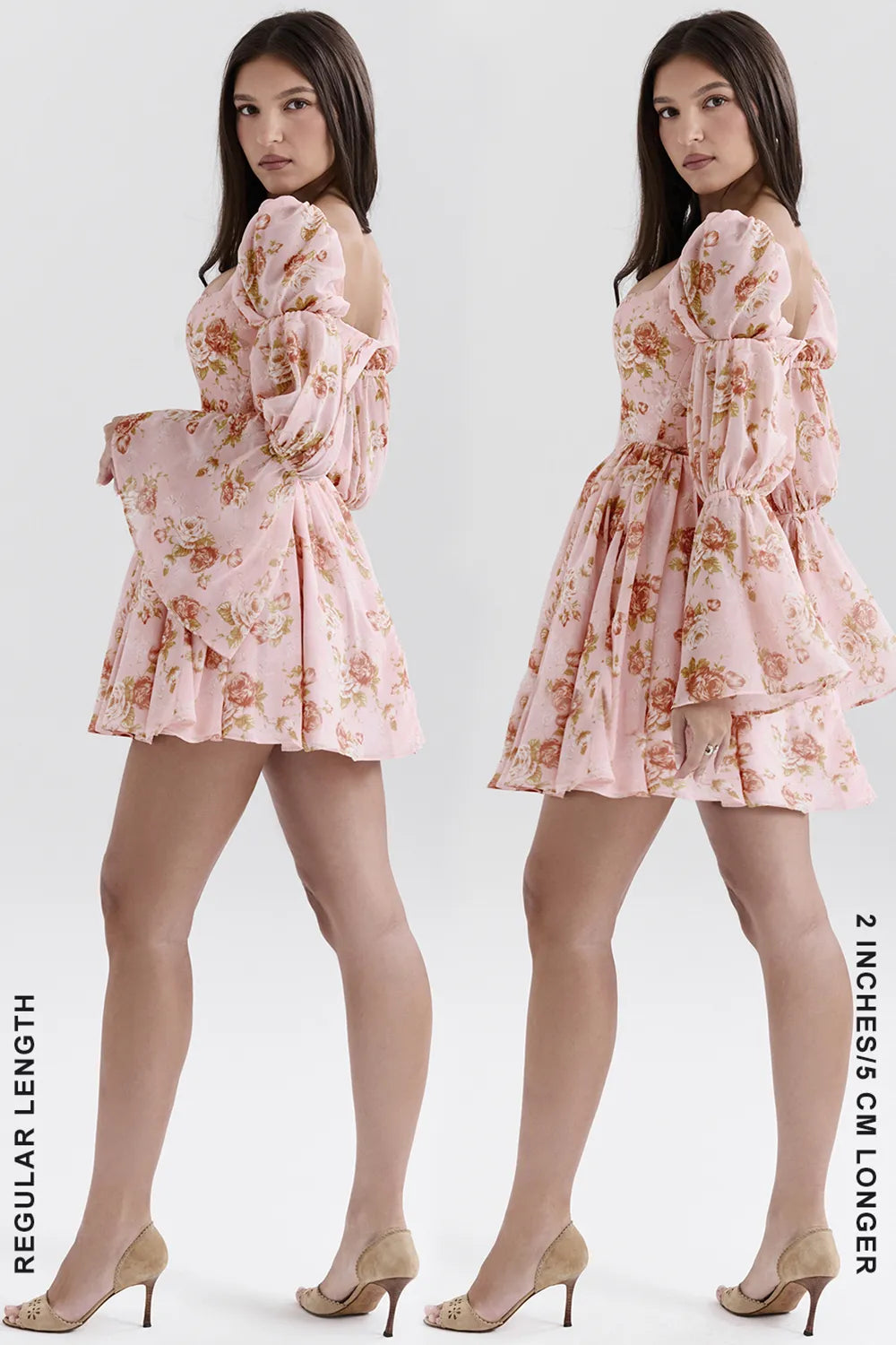 Sancia English Vintage Rose Print Puff Sleeve Mini Dress