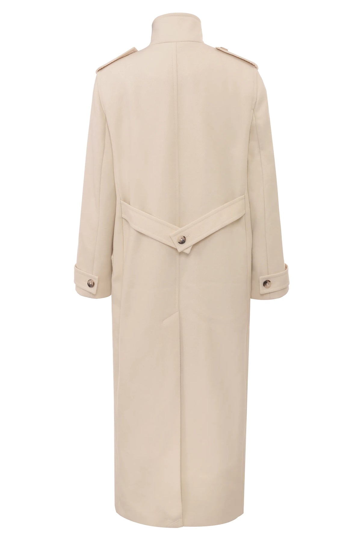 Sander Cream Double Breasted Funnel Neck Coat