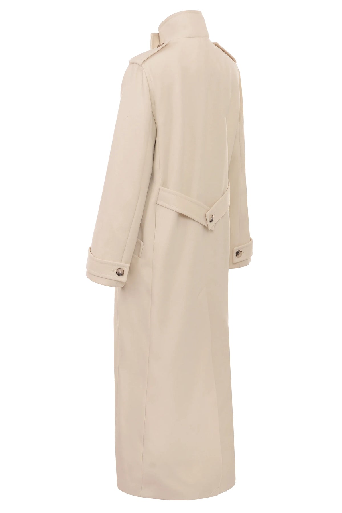 Sander Cream Double Breasted Funnel Neck Coat