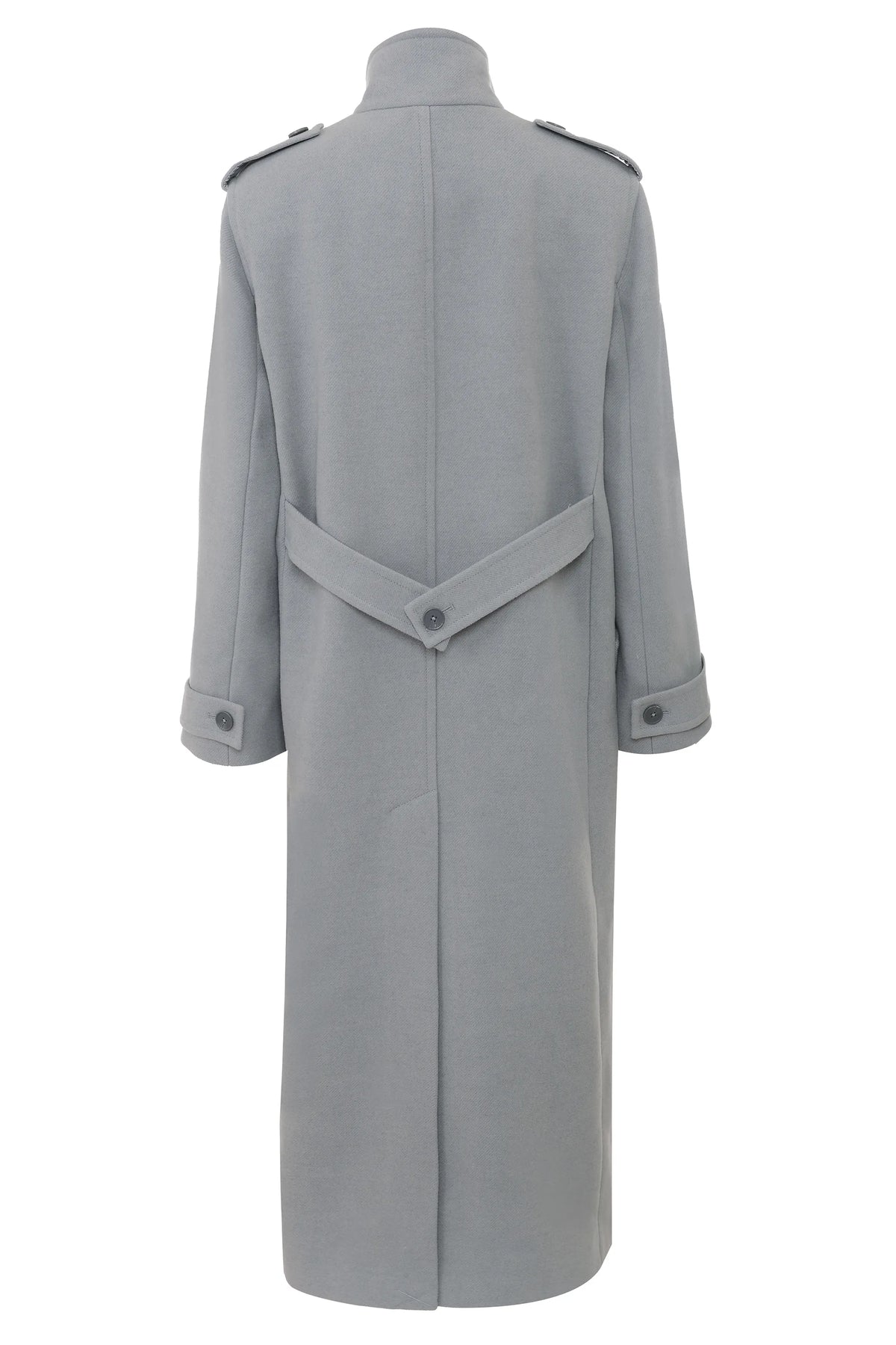 Sander Grey Double Breasted Funnel Neck Coat