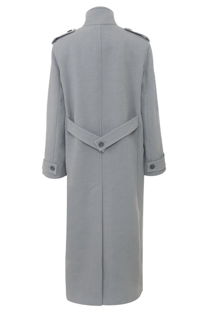 Sander Grey Double Breasted Funnel Neck Coat