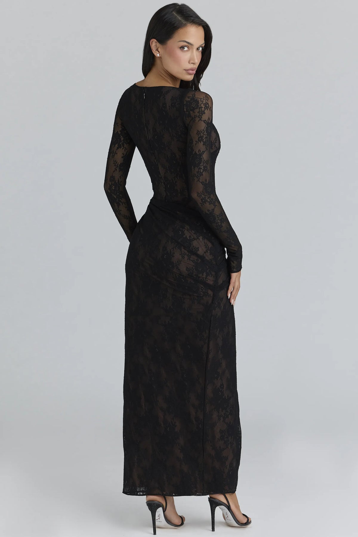 Sapphira Black Lace Asymmetric Maxi Dress - Limited Edition