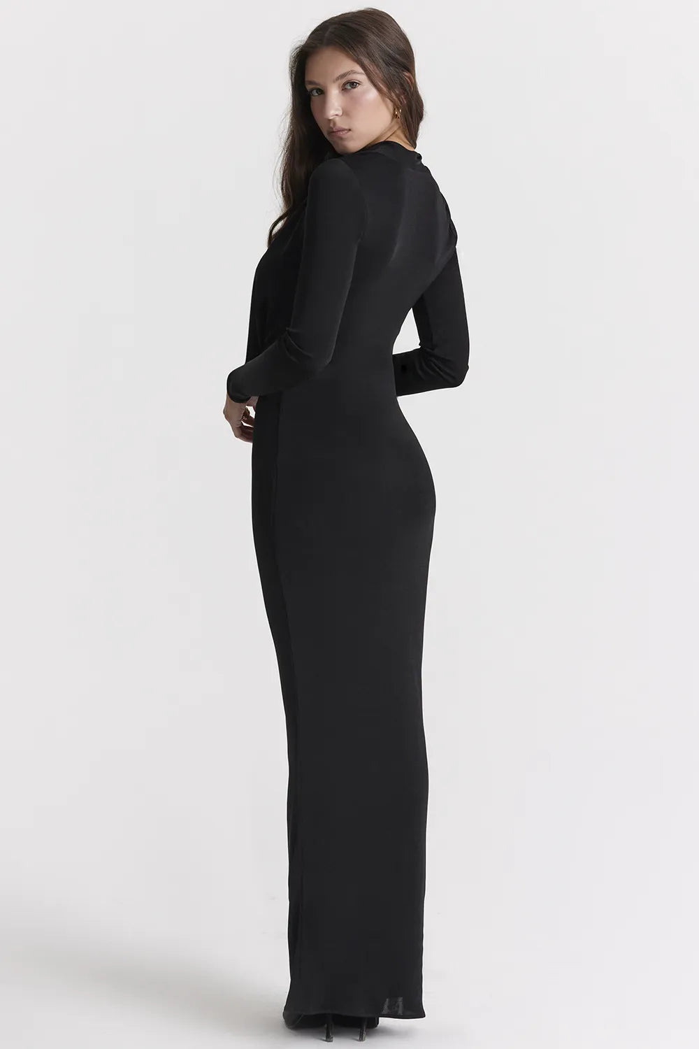 Saskia Black Draped Maxi Dress
