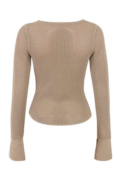 Savannah Taupe Knit Long Sleeve Top