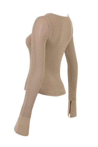 Savannah Taupe Knit Long Sleeve Top