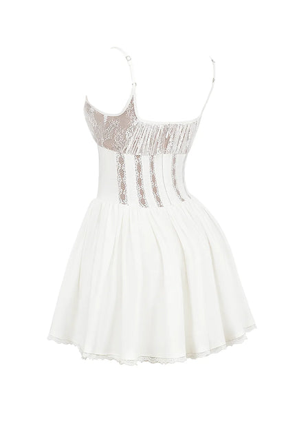 Rosaria White Cotton Corset Mini Dress