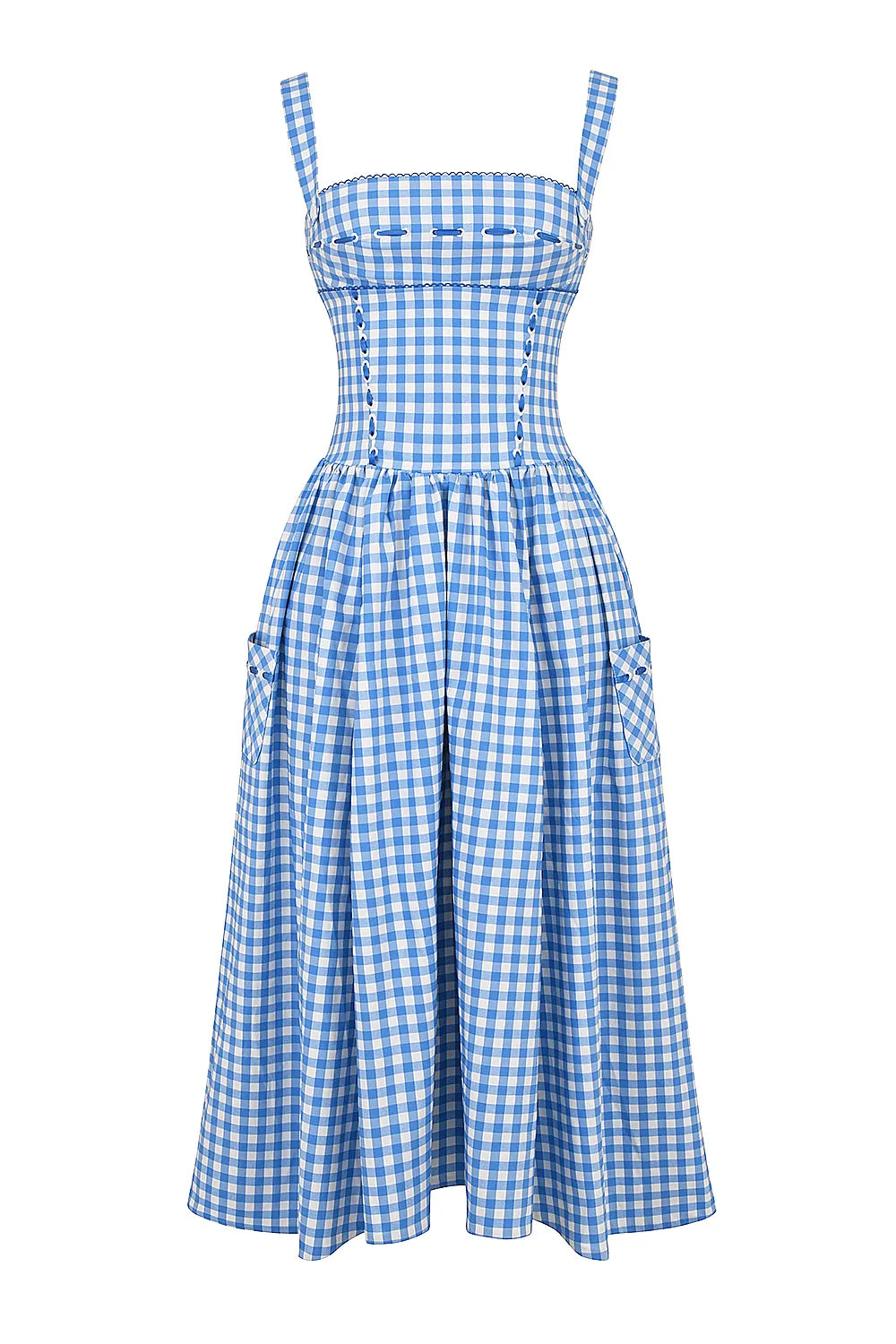 Vivien Regatta Blue Gingham Midi Sundress