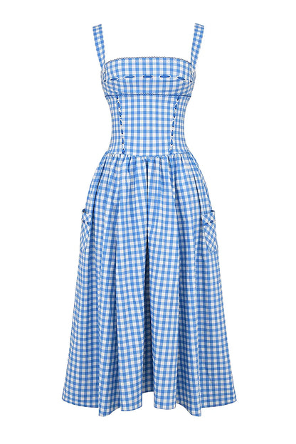 Vivien Regatta Blue Gingham Midi Sundress