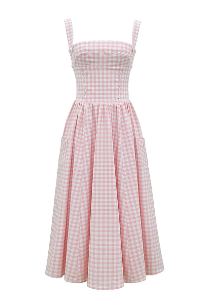 Vivien Strawberry Shortcake Gingham Midi Sundress