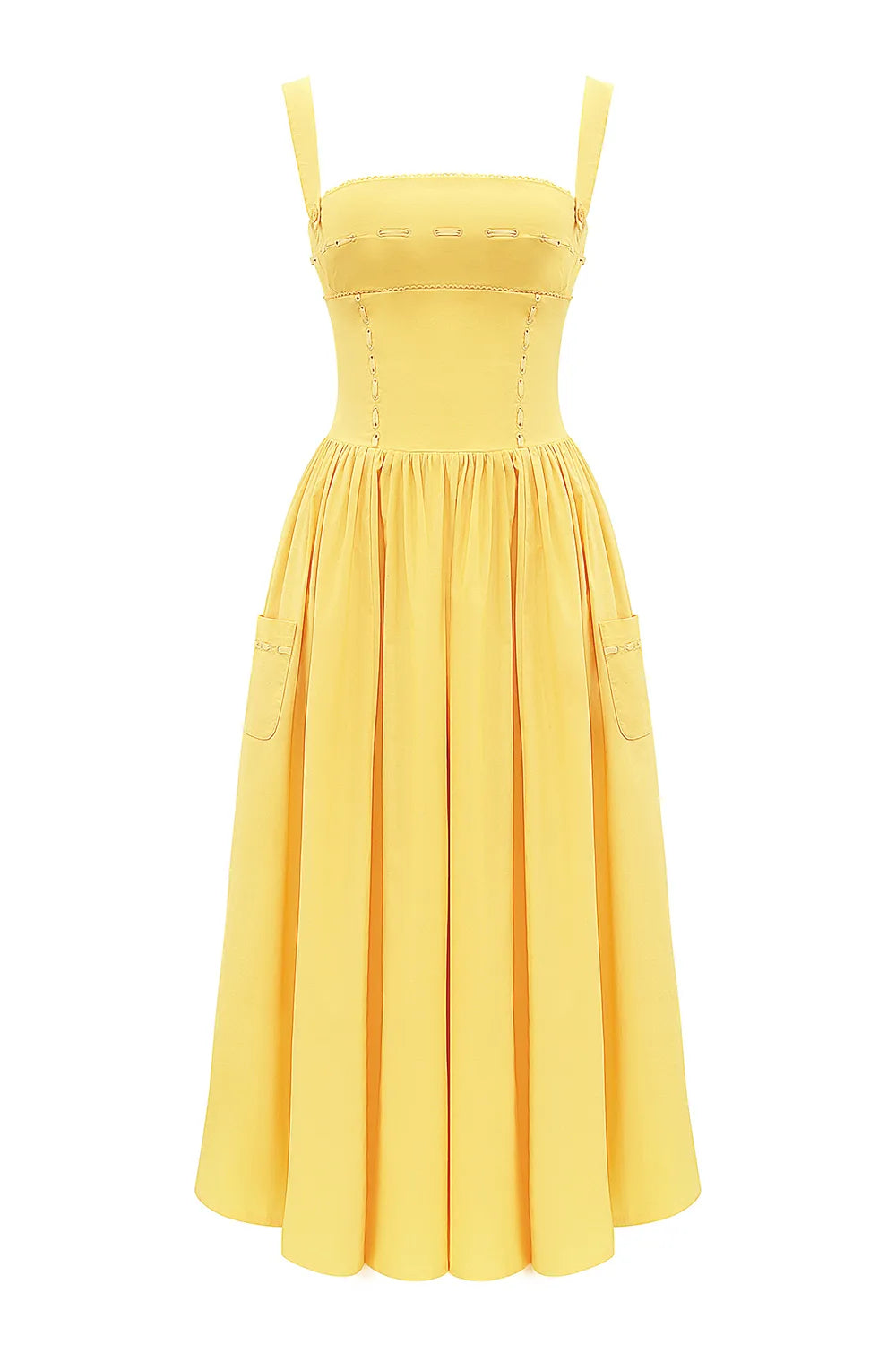Vivien Apricot Cotton Midi Sundress