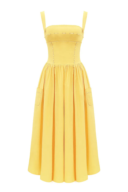 Vivien Apricot Cotton Midi Sundress