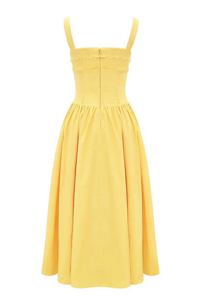 Vivien Apricot Cotton Midi Sundress