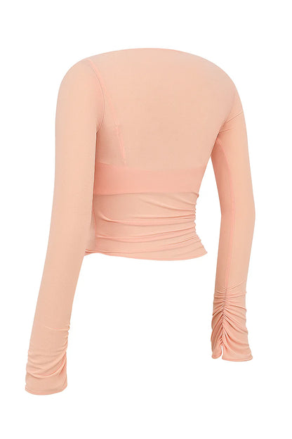 Floria Sorbet Gathered Long Sleeve Top With Bra